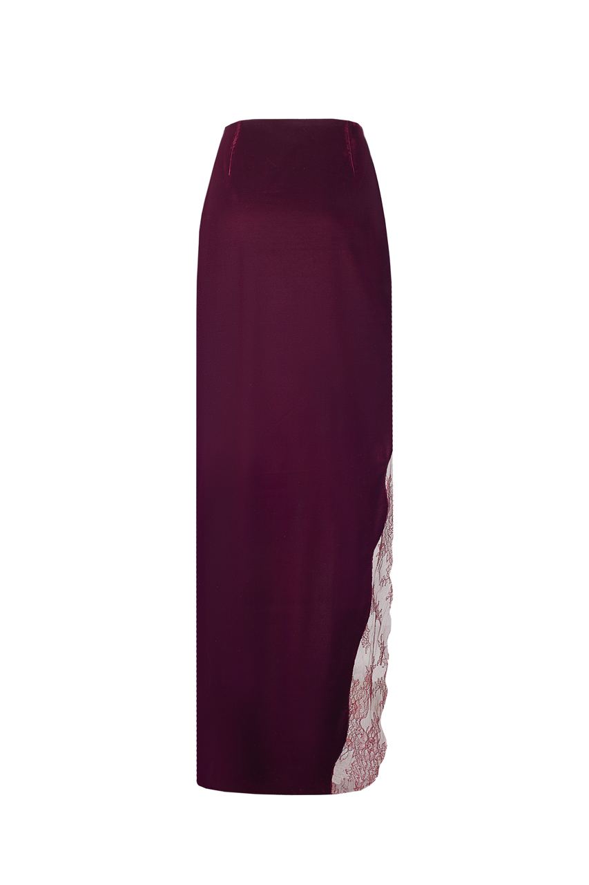 Lacet maxi skirt with soft velvet