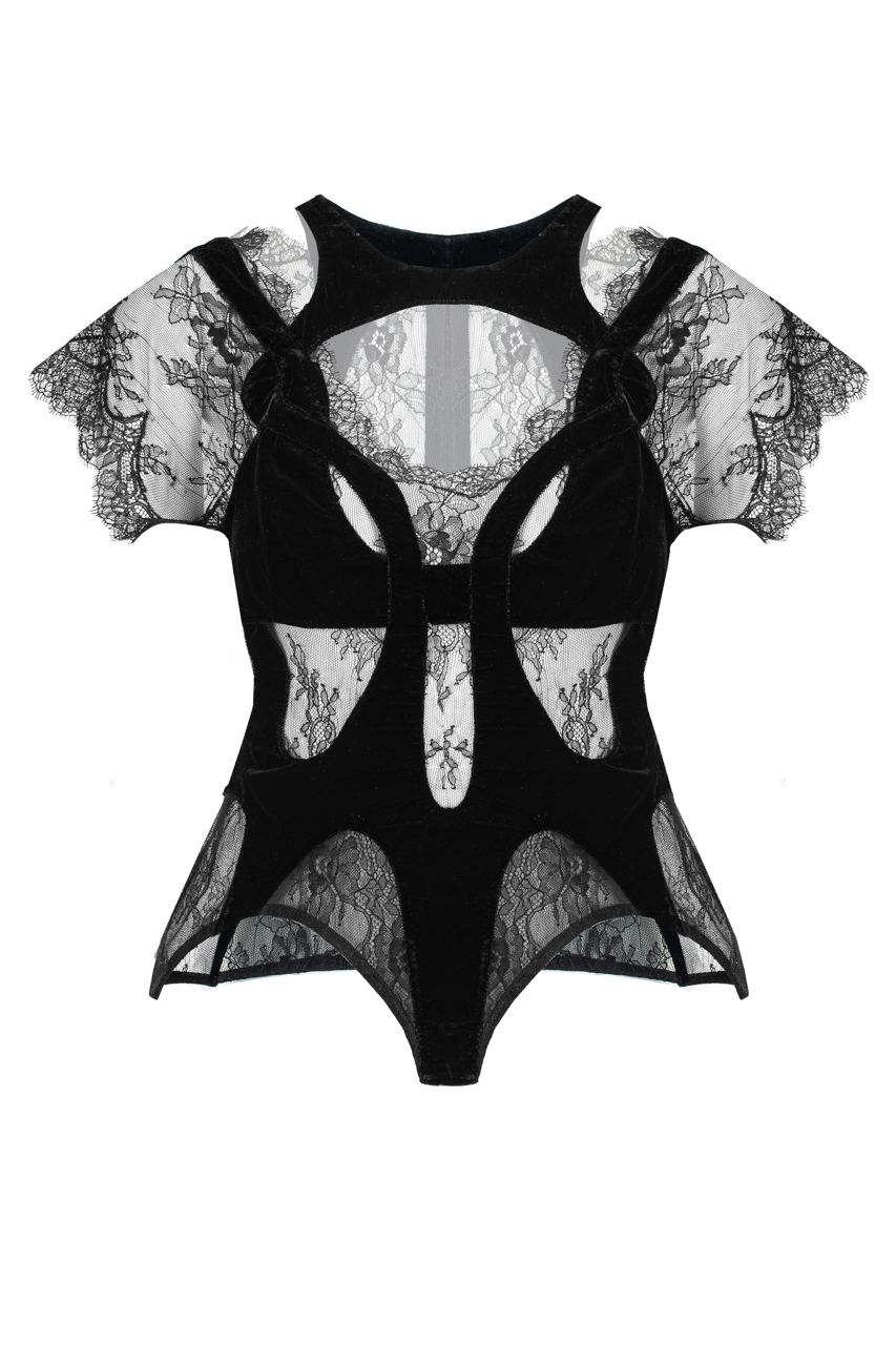 Lacet top with soft velvet