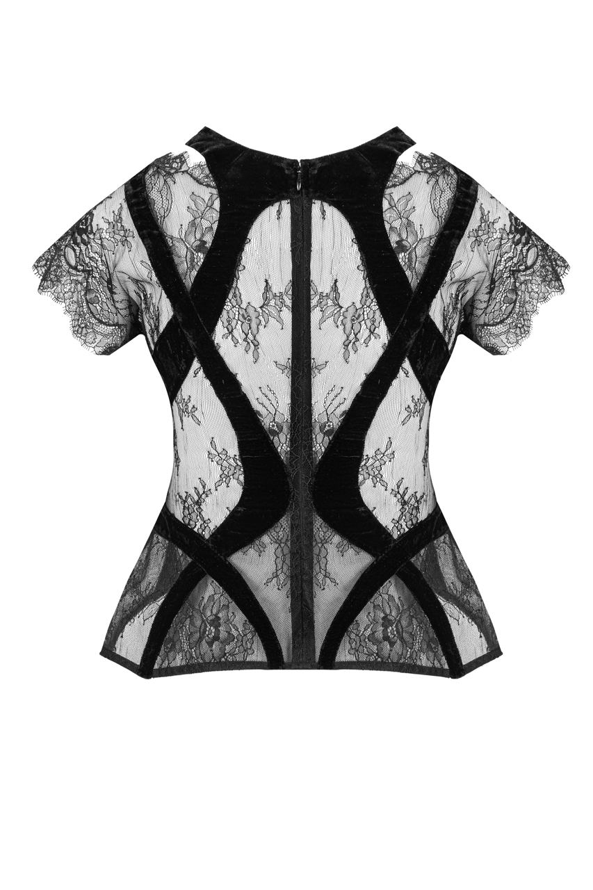 Lacet top with soft velvet