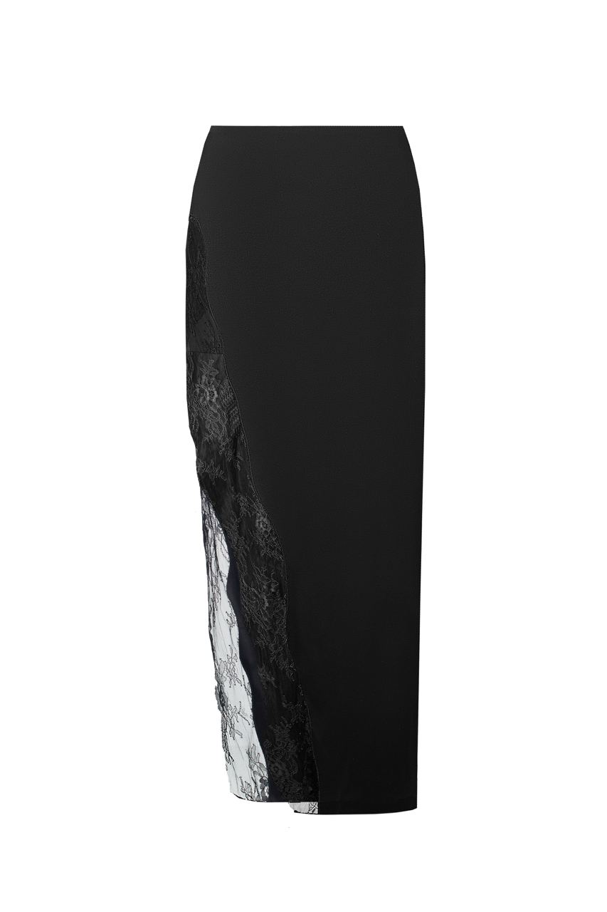 Lacet midi skirt with soft velvet