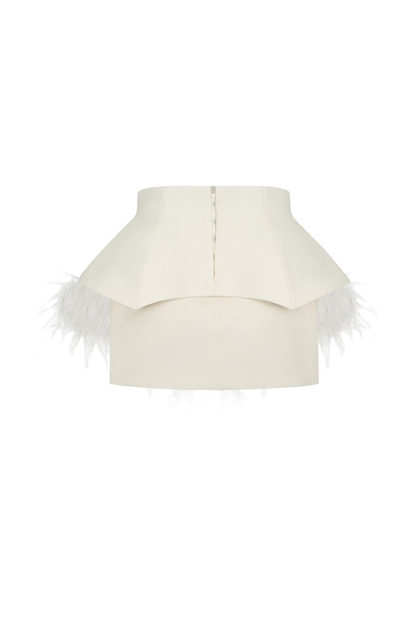 Mini basque skirt with feathers