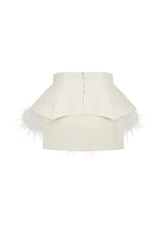 Mini basque skirt with feathers