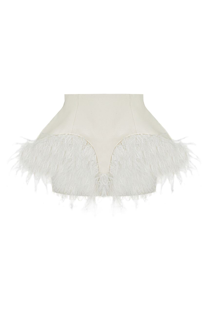 Mini basque skirt with feathers