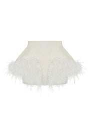 Mini basque skirt with feathers