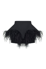 Mini basque skirt with feathers