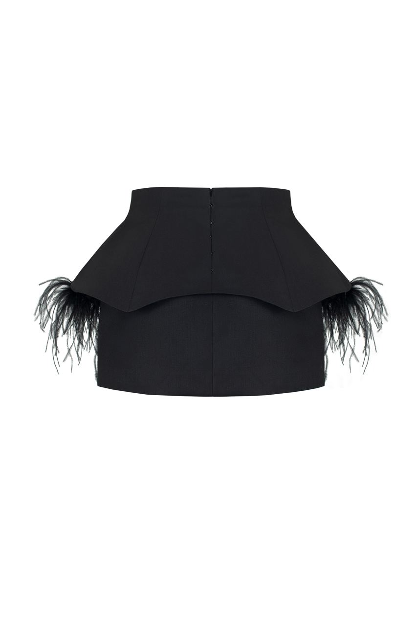 Mini basque skirt with feathers