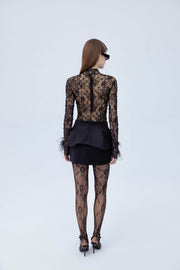 Mini basque skirt with feathers