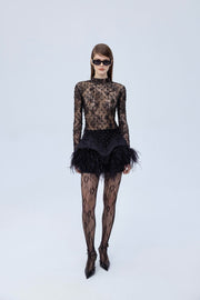 Mini basque skirt with feathers