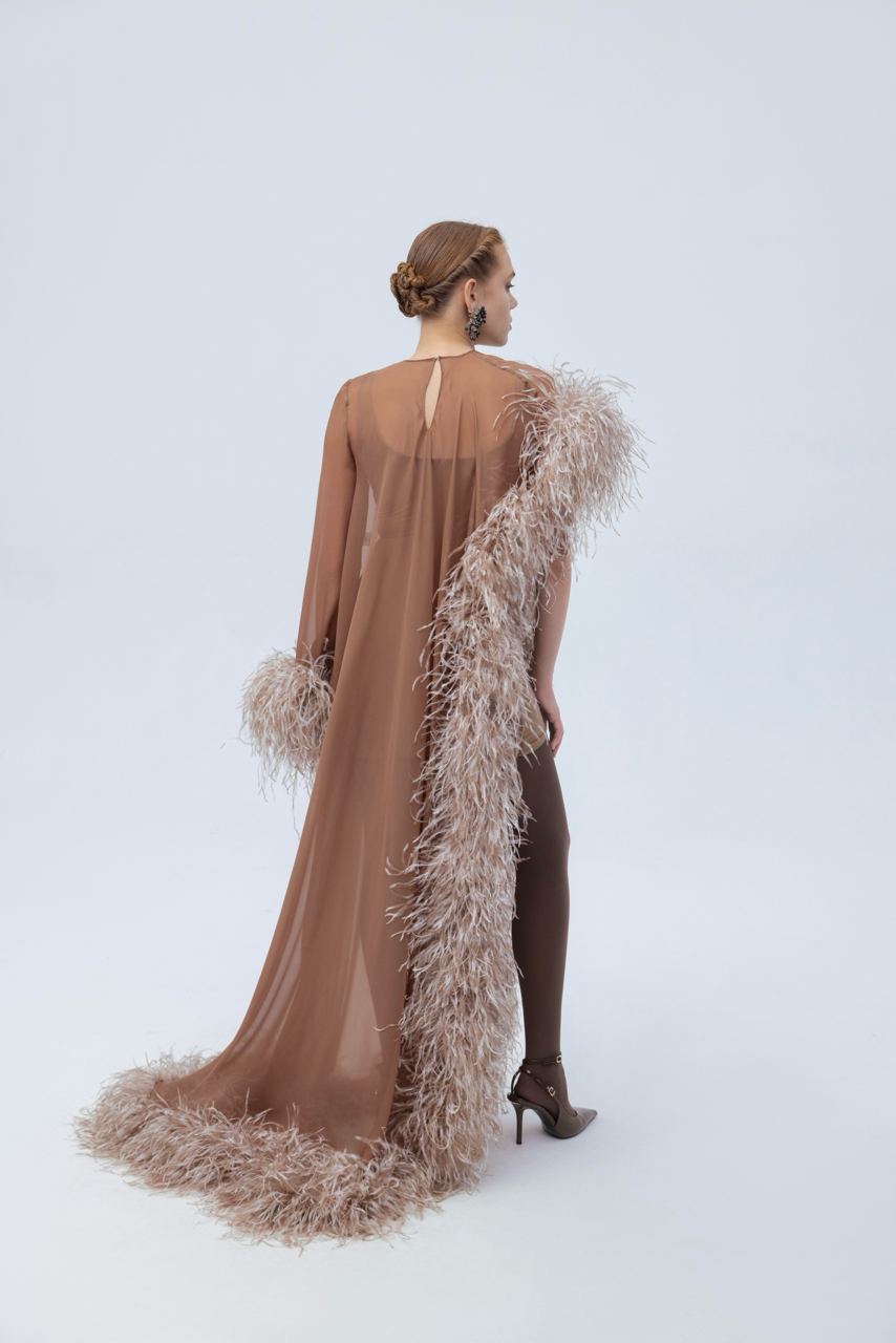 Maxi feather dress