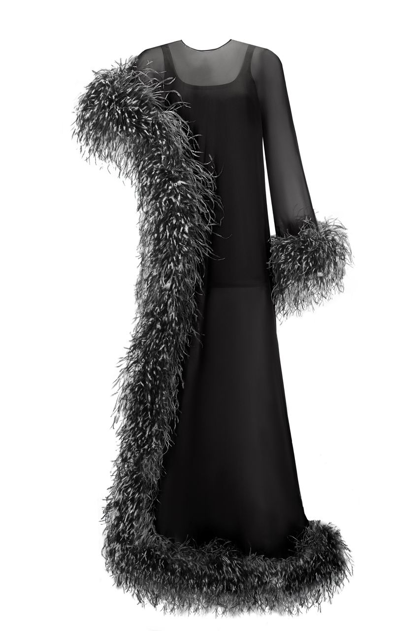 Maxi feather dress