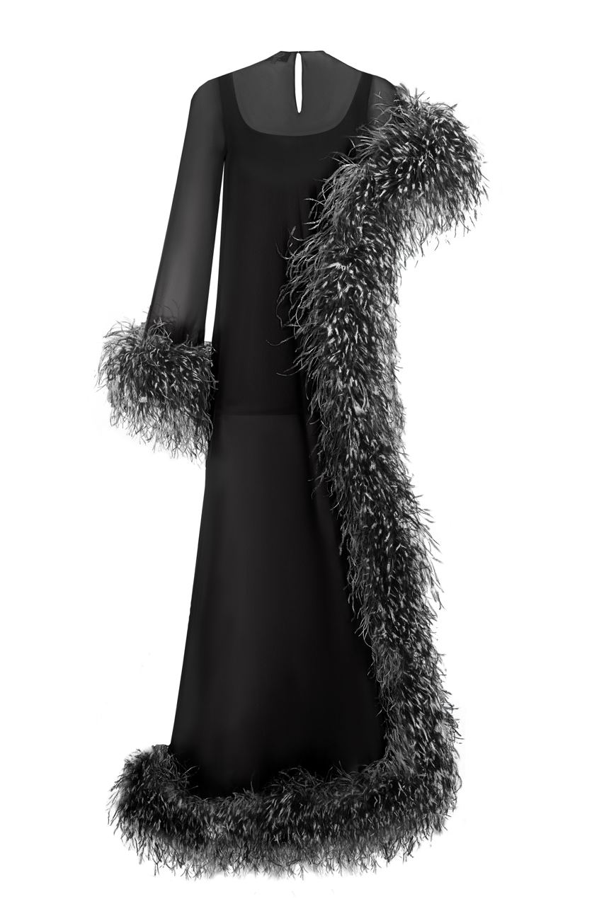 Maxi feather dress