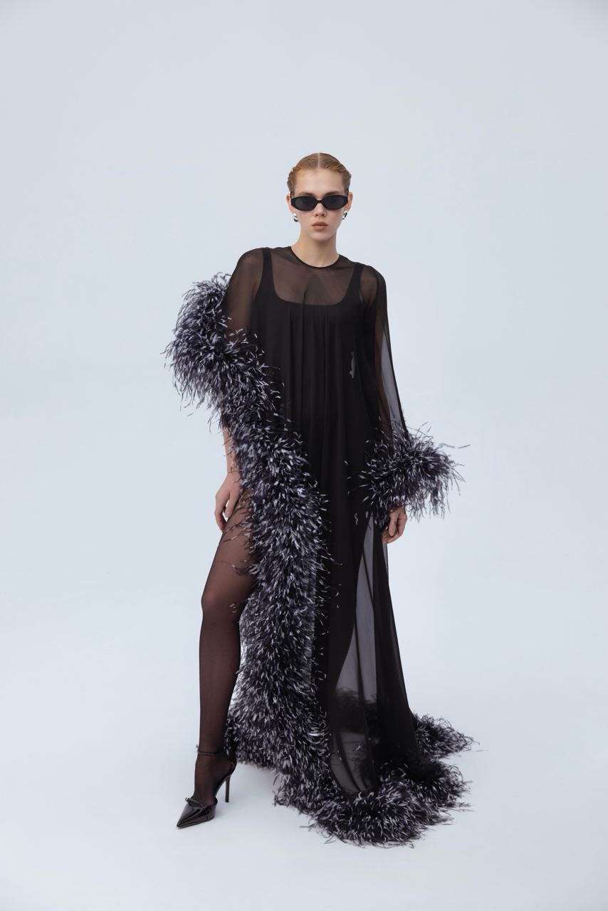 Maxi feather dress
