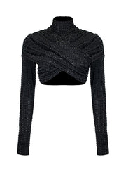 Diamante crop top with sleeves