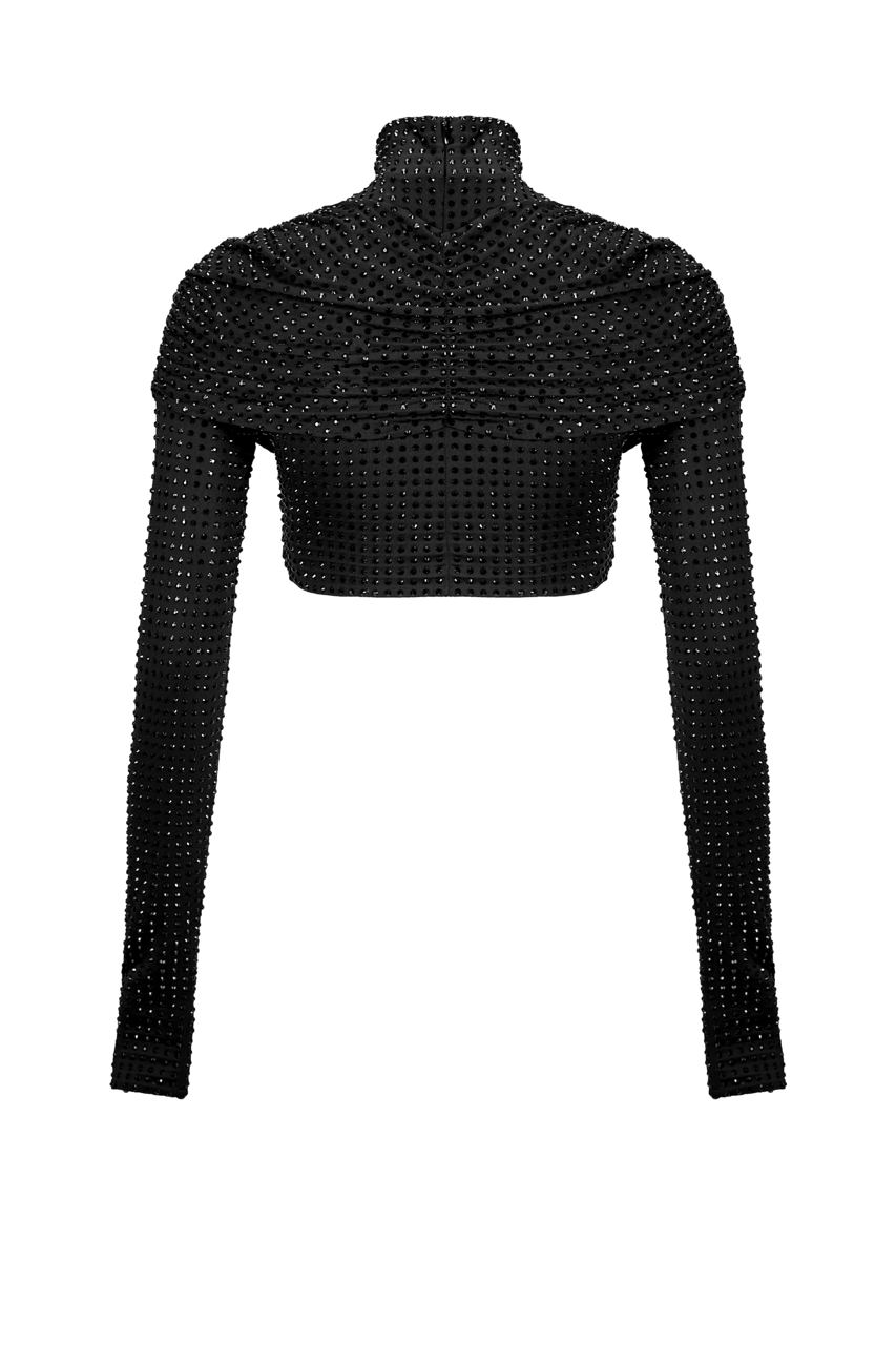 Diamante crop top with sleeves
