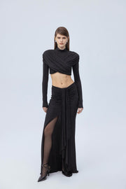 Diamante crop top with sleeves