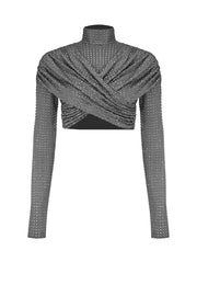 Diamante crop top with sleeves
