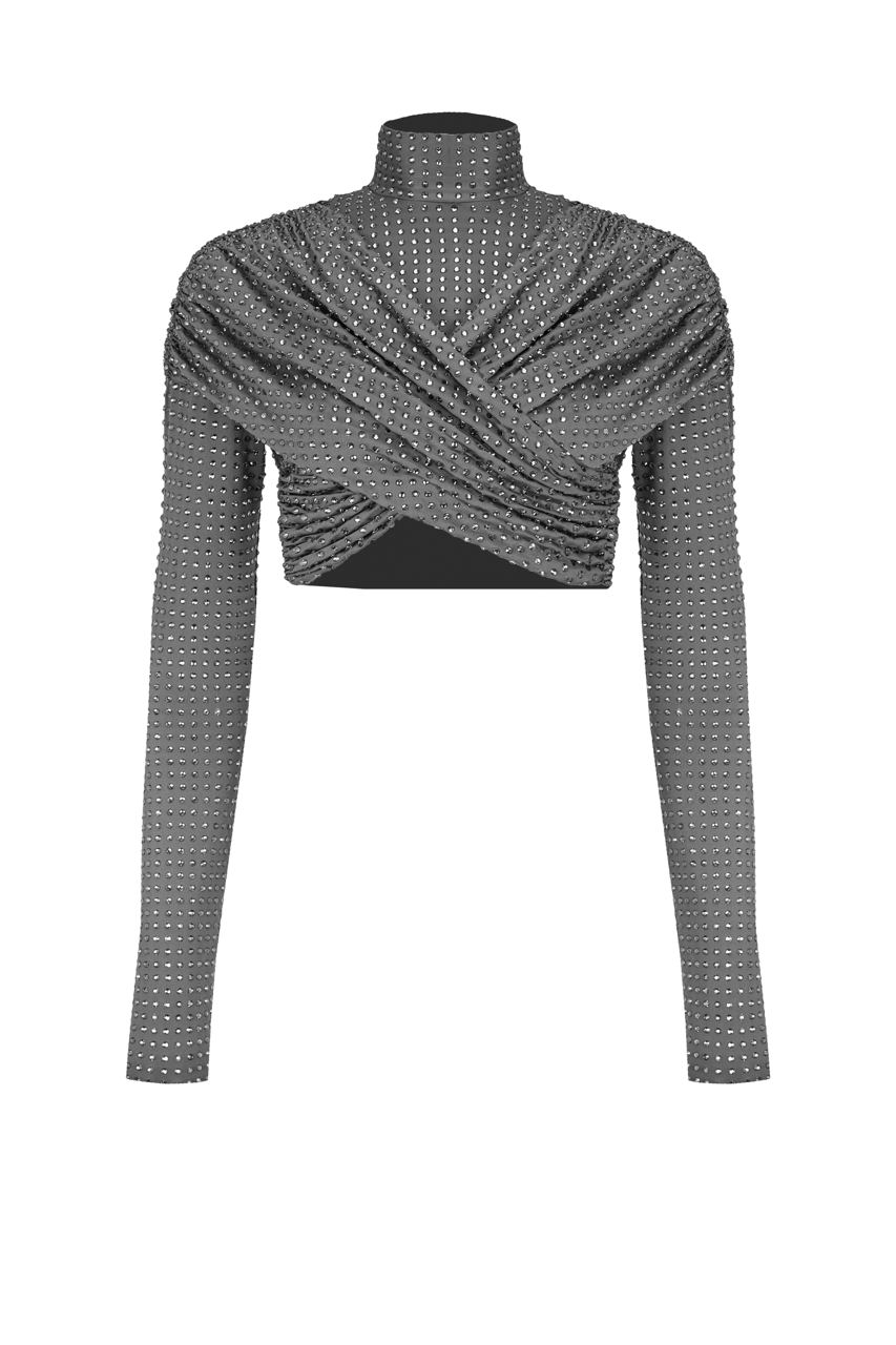Diamante crop top with sleeves