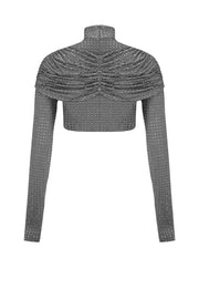 Diamante crop top with sleeves