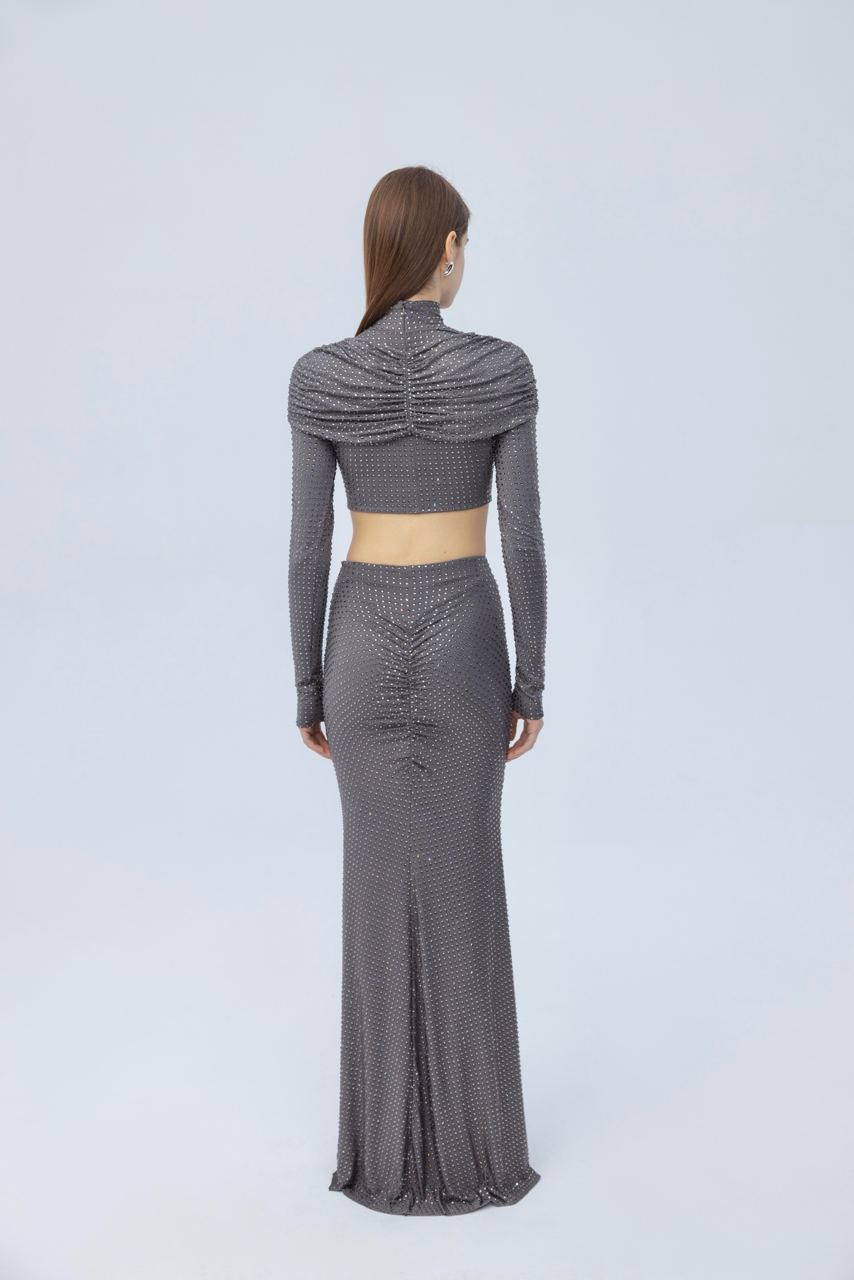 Diamante maxi skirt with cut