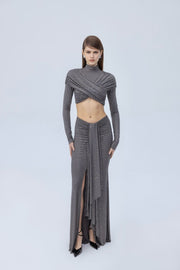 Diamante maxi skirt with cut