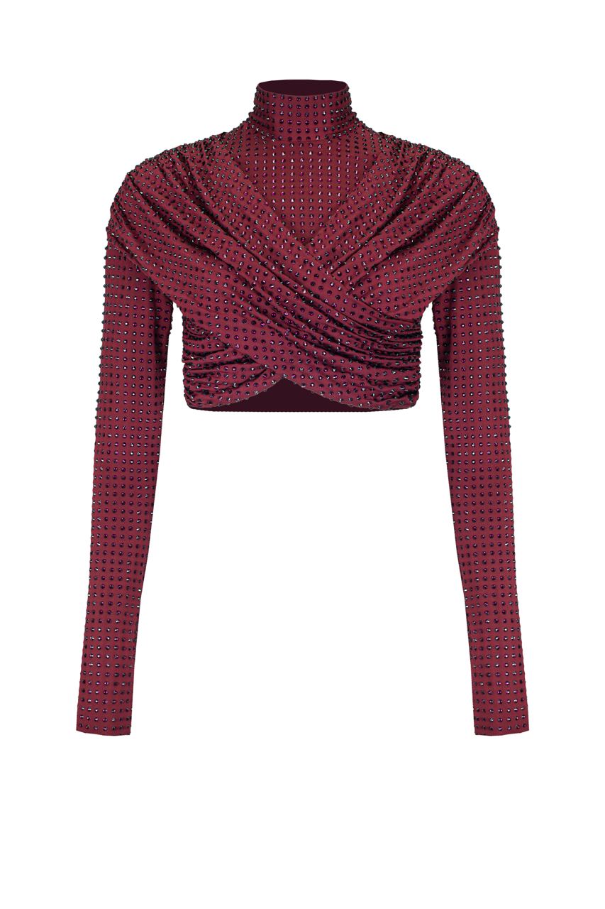 Diamante crop top with sleeves