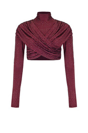 Diamante crop top with sleeves