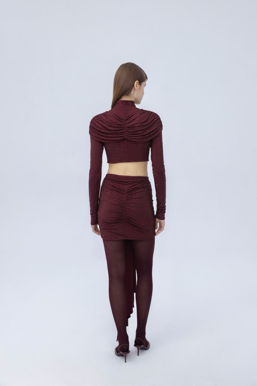 Diamante crop top with sleeves