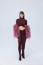 Long feather mittens