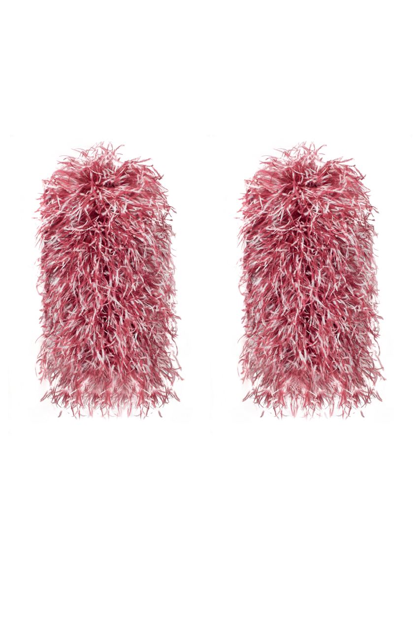 Long feather mittens