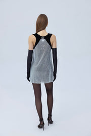 Diamante velvet mini dress