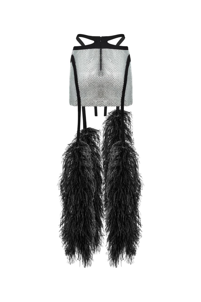 Diamante mini feather skirt