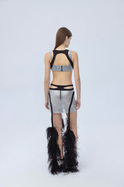 Diamante mini feather skirt
