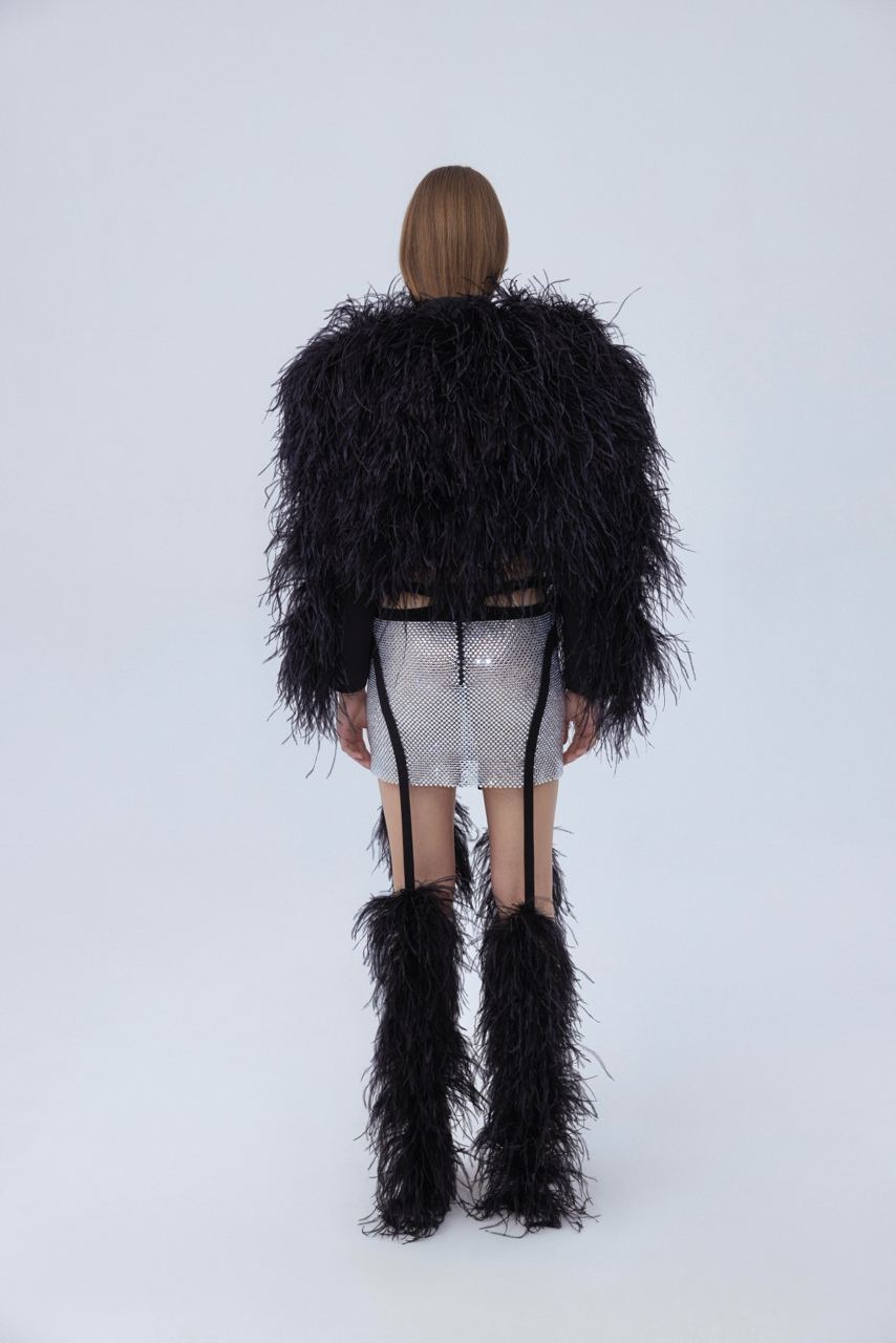 Short feather jacket