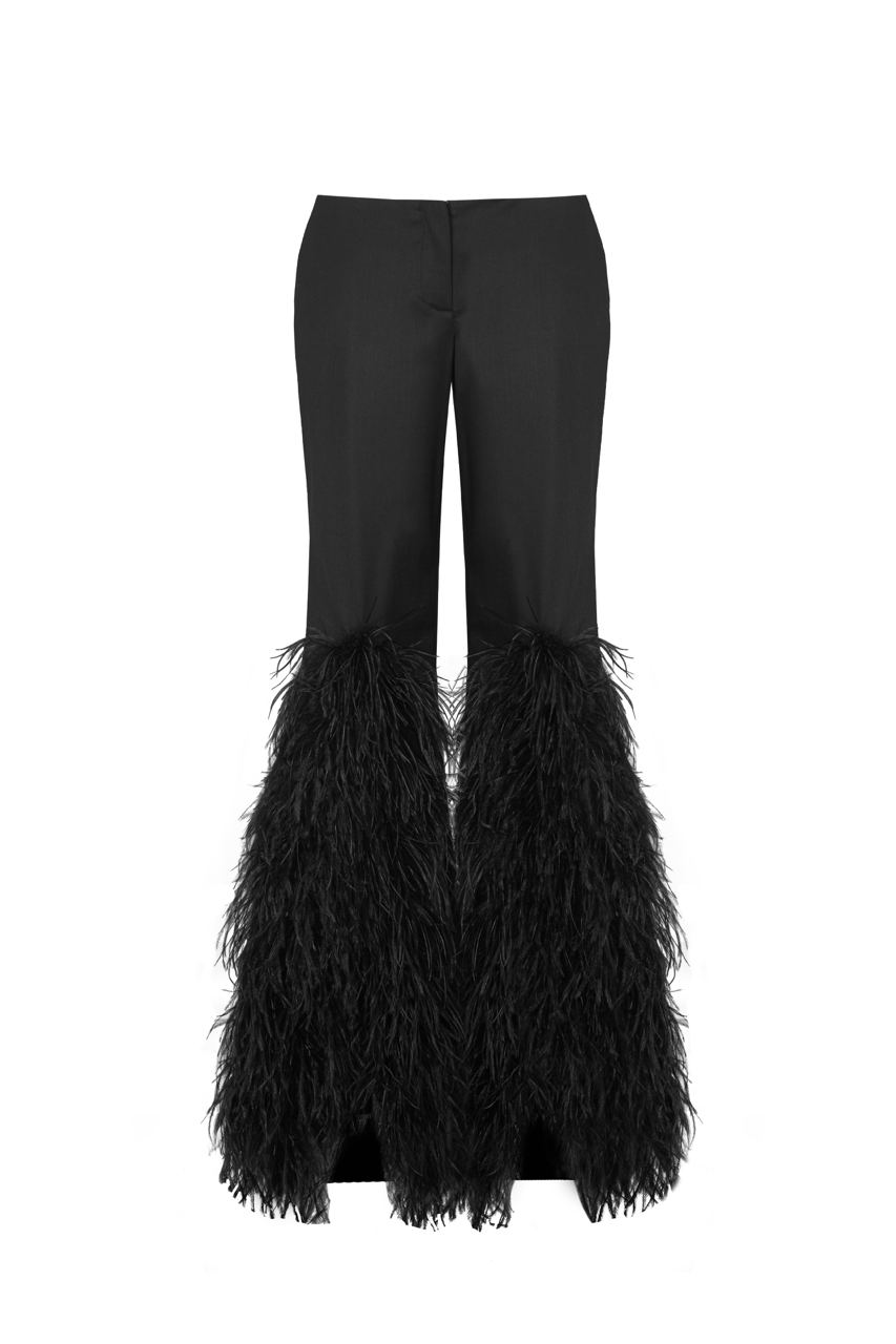 Feathers pants with cut