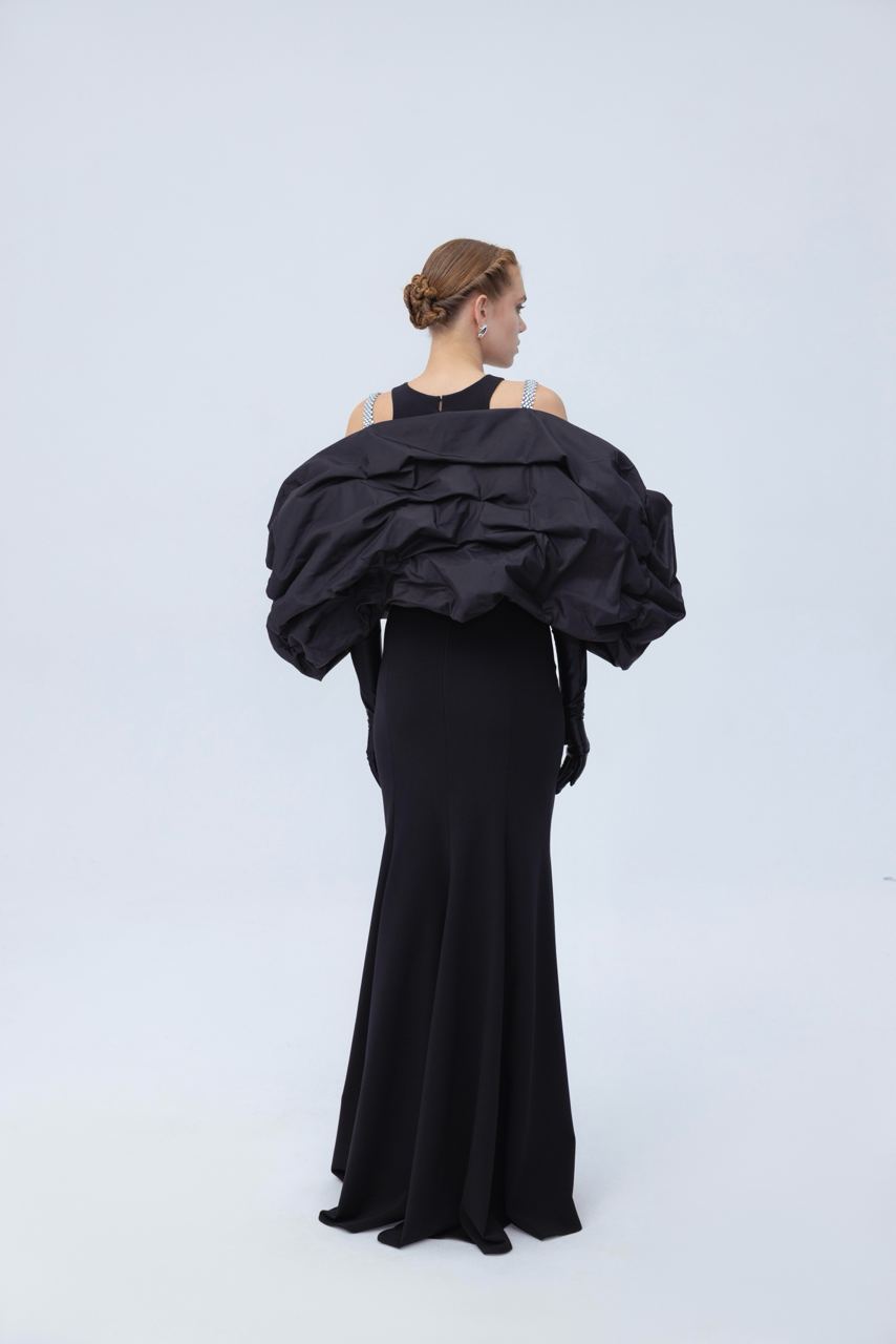 Diamante maxi dress with pouffe