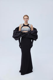 Diamante maxi dress with pouffe