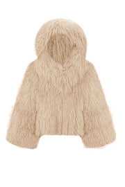 Short fur coat with hood