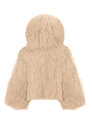 Short fur coat with hood