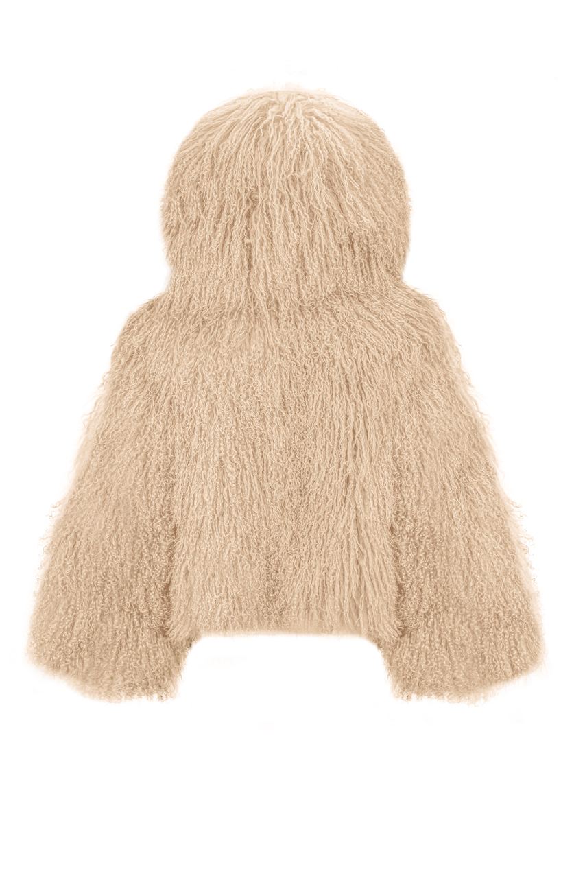 Short fur coat with hood