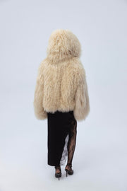 Short fur coat with hood