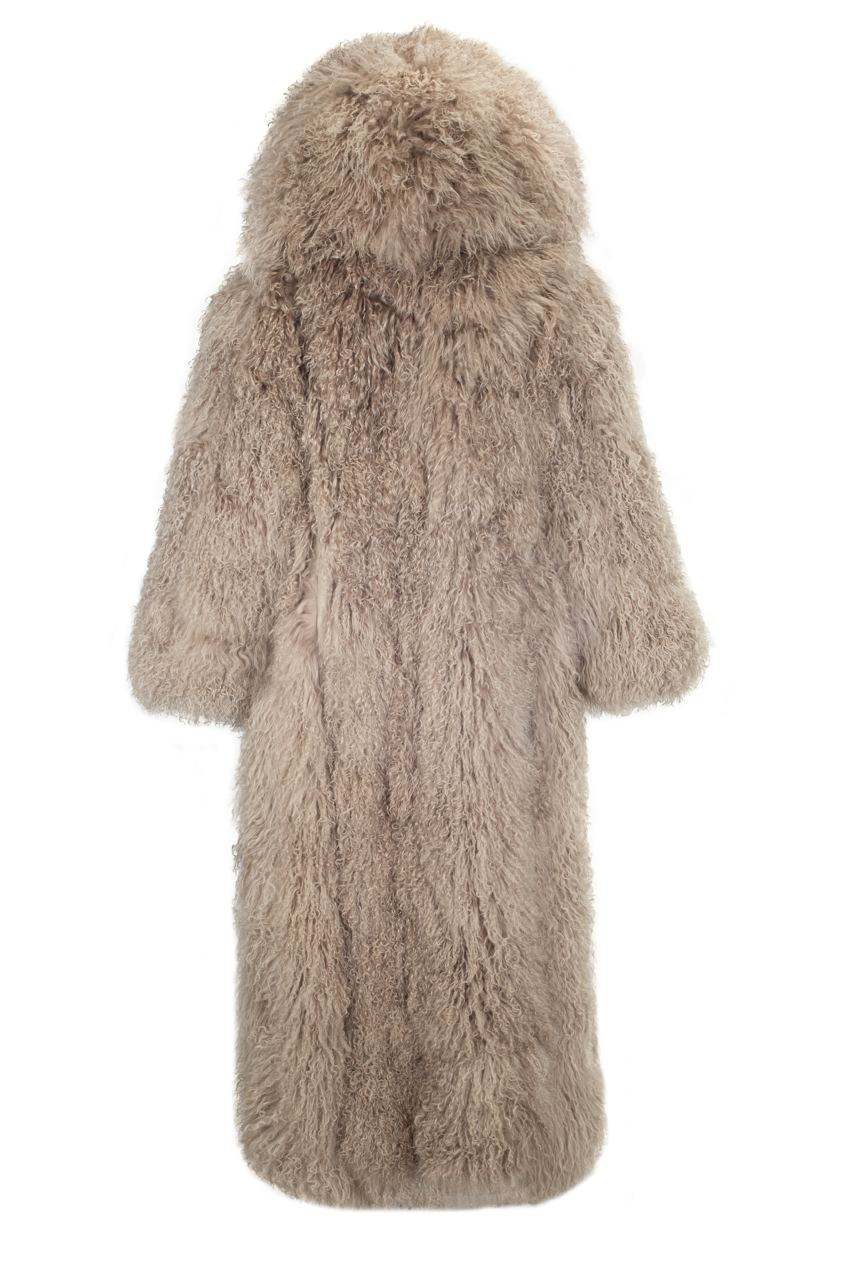 Long fur coat with hood