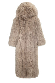 Long fur coat with hood