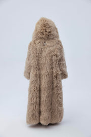 Long fur coat with hood