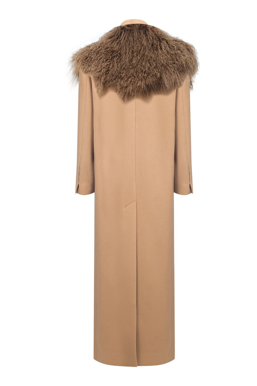 Coat with fur collar