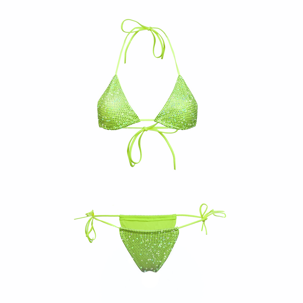 Lime Green Triangle Dahlia Bikini - SANTA